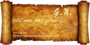 Gémes Mónika névjegykártya